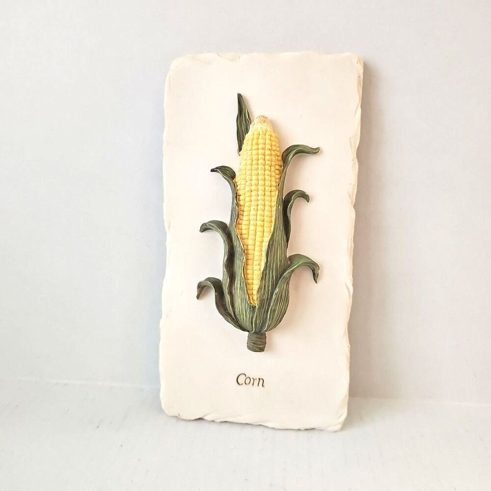 Decorative Slate Look Resin Wall Plaque 3D CORN COB Country Farmhouse